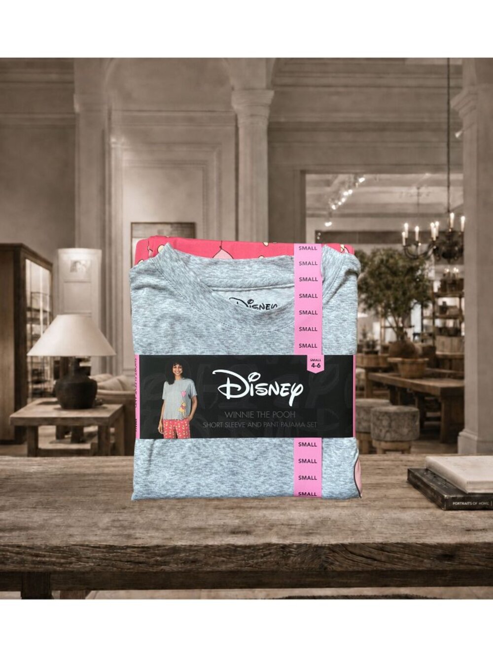 NWT Disney Winnie the Pooh Women’s Pajama Set Small 4-6 Pink Gray